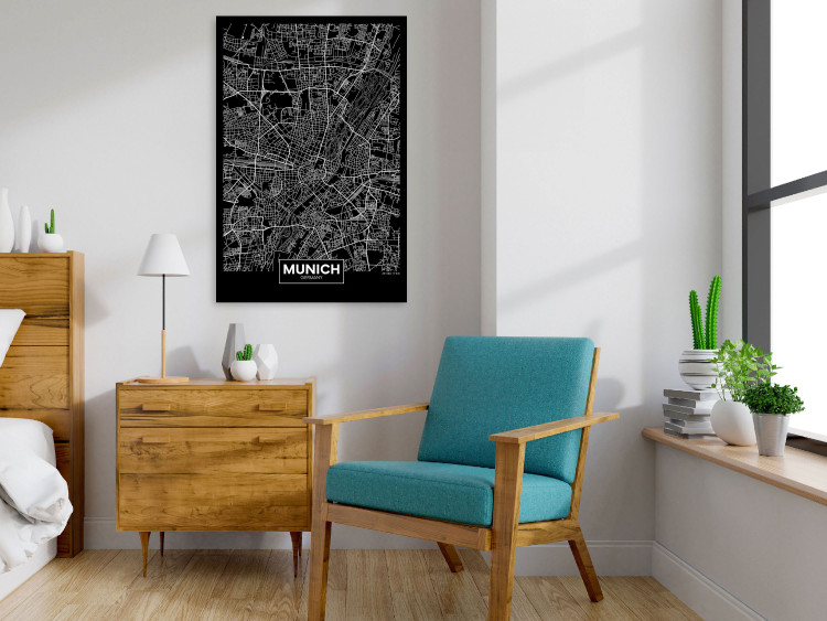 Canvas Munich - a minimalistic black and white map of the German metropolis 118082 additionalImage 3