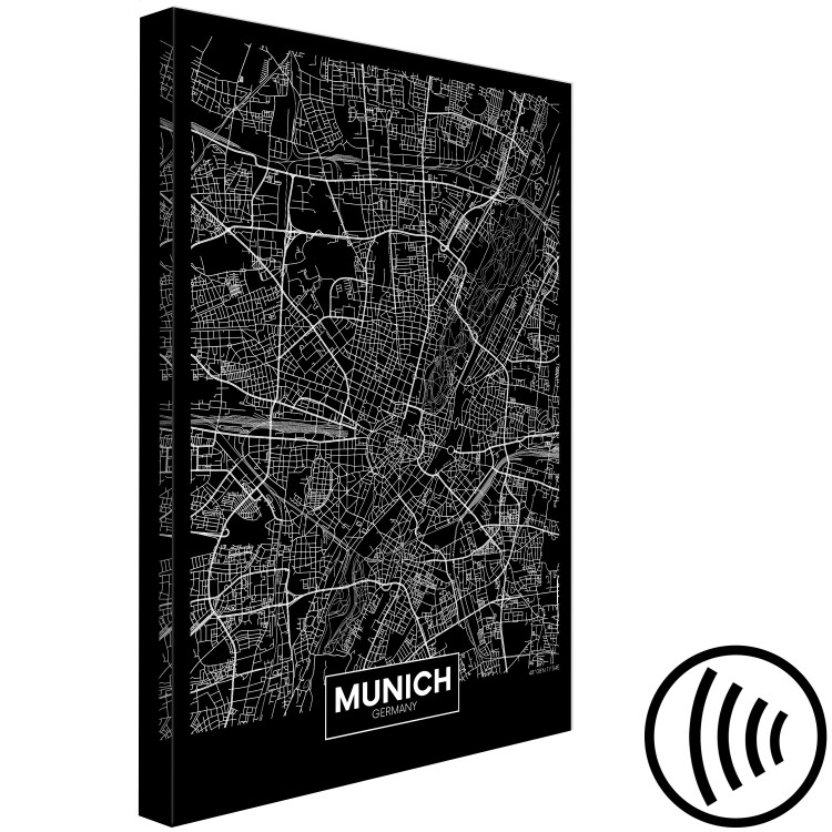 Canvas Munich - a minimalistic black and white map of the German metropolis 118082 additionalImage 6