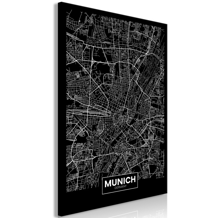 Canvas Munich - a minimalistic black and white map of the German metropolis 118082 additionalImage 2