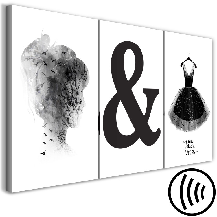 Canvas Princess life - triptych with black elements on a white background 118182 additionalImage 6
