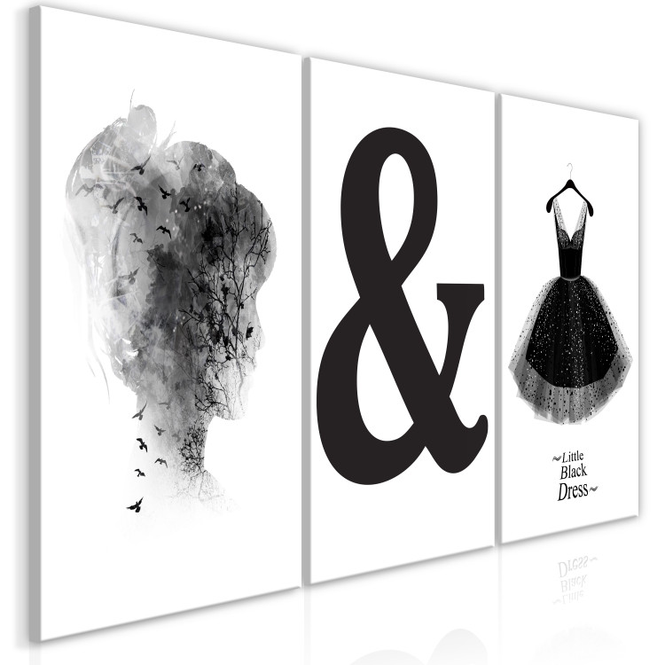 Canvas Princess life - triptych with black elements on a white background 118182 additionalImage 2