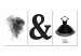 Canvas Princess life - triptych with black elements on a white background 118182