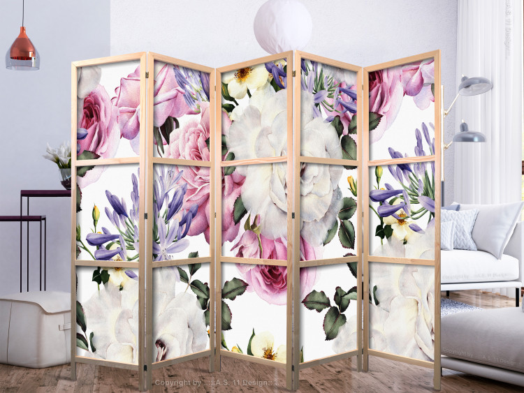Room Divider Flowery Meadow II - colorful flower plants with leaves on a white background 118382 additionalImage 6