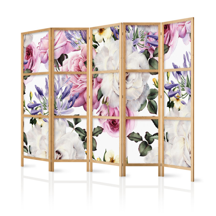 Room Divider Flowery Meadow II - colorful flower plants with leaves on a white background 118382 additionalImage 5
