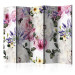 Room Divider Flowery Meadow II - colorful flower plants with leaves on a white background 118382
