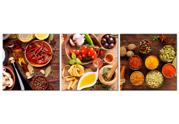 Canvas Wooden Base of Flavors (3-part) - Food in Colorful Presentation 122782