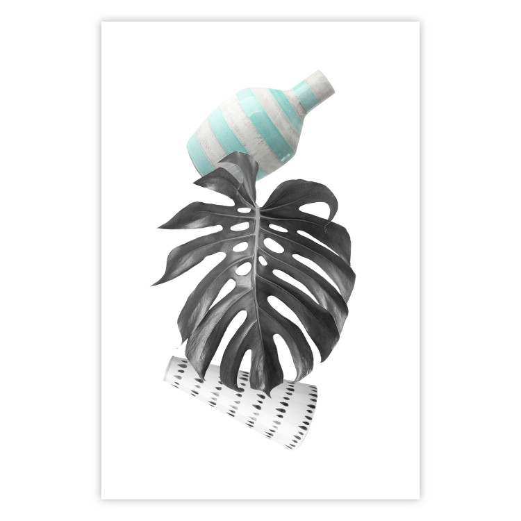 Wall Poster Face of Art - abstraction with leaf and two vases on white background 123282 additionalImage 25