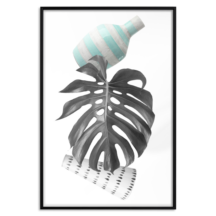 Wall Poster Face of Art - abstraction with leaf and two vases on white background 123282 additionalImage 24