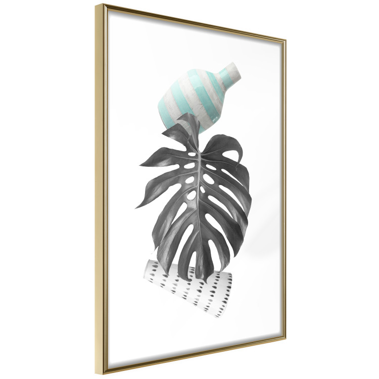 Wall Poster Face of Art - abstraction with leaf and two vases on white background 123282 additionalImage 8