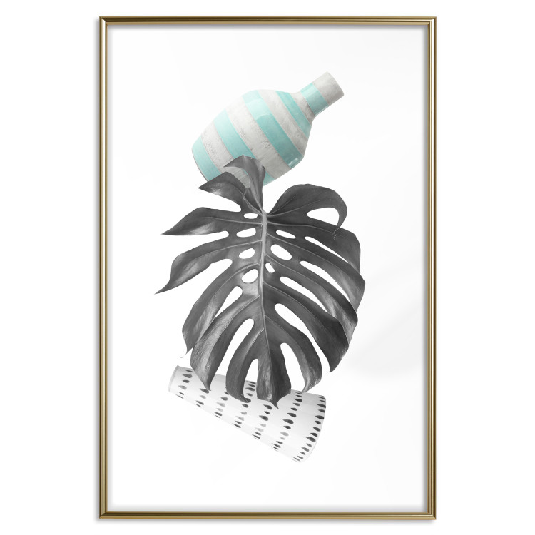 Wall Poster Face of Art - abstraction with leaf and two vases on white background 123282 additionalImage 16