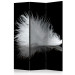 Room Separator Fleeting Moment (3-piece) - delicate white feather amidst blackness 124182