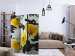 Room Divider Freshly Painted (3-piece) - yellow poppies and black-and-white speckled background 124282 additionalThumb 4