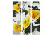 Room Divider Freshly Painted (3-piece) - yellow poppies and black-and-white speckled background 124282 additionalThumb 3
