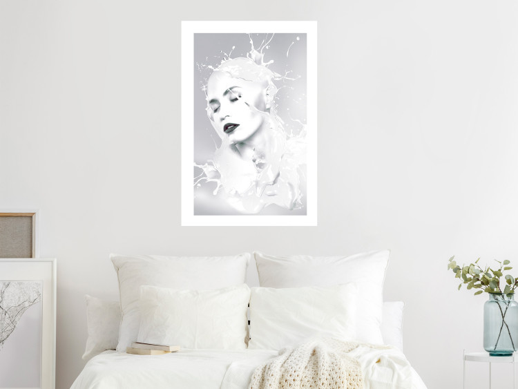 Wall Poster Milky Queen - black and white abstraction of a woman in milk form 124482 additionalImage 2