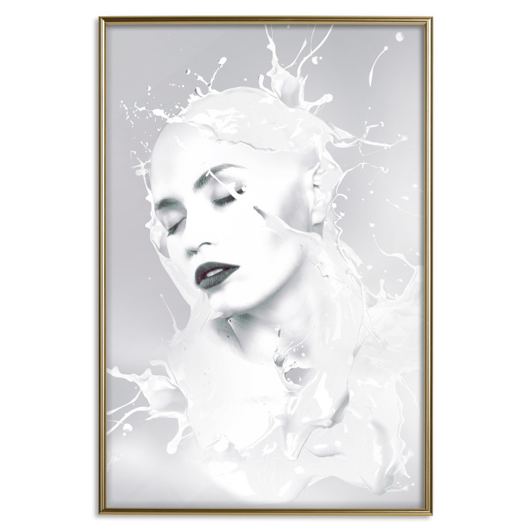 Wall Poster Milky Queen - black and white abstraction of a woman in milk form 124482 additionalImage 16