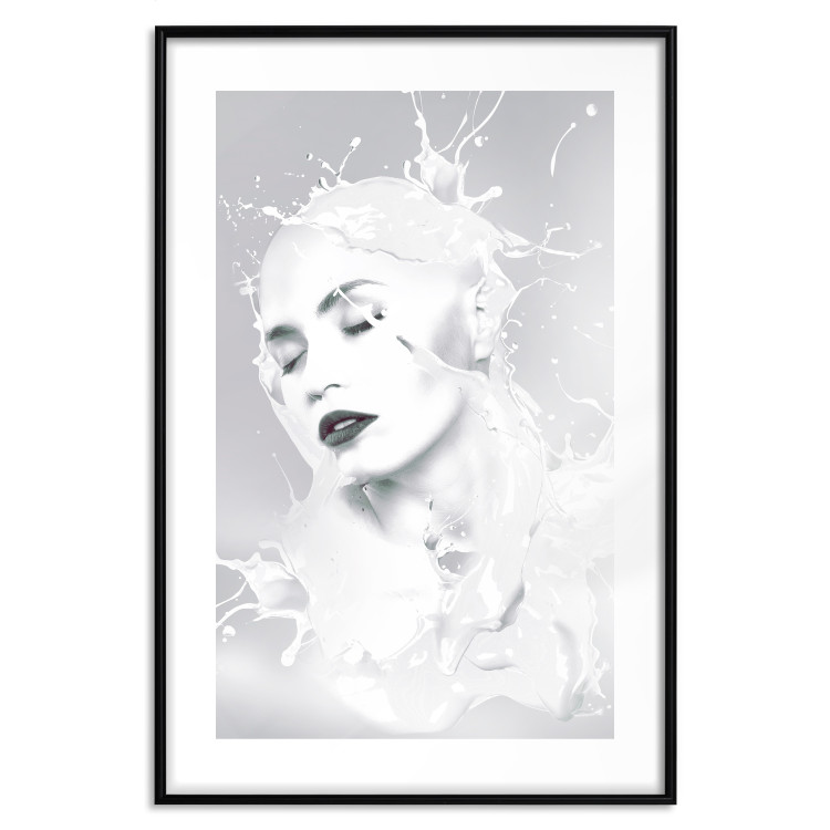 Wall Poster Milky Queen - black and white abstraction of a woman in milk form 124482 additionalImage 15