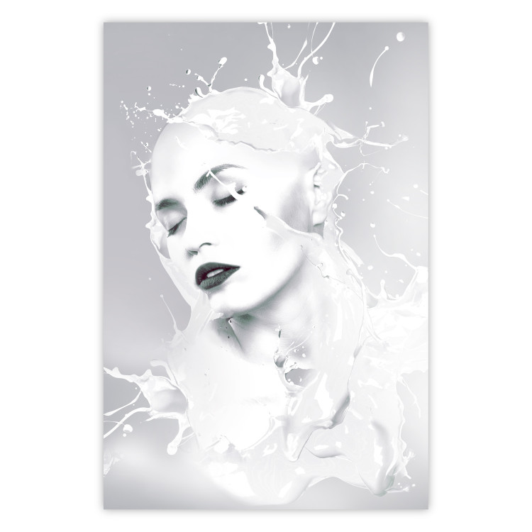 Wall Poster Milky Queen - black and white abstraction of a woman in milk form 124482