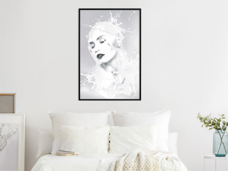 Wall Poster Milky Queen - black and white abstraction of a woman in milk form 124482 additionalImage 3