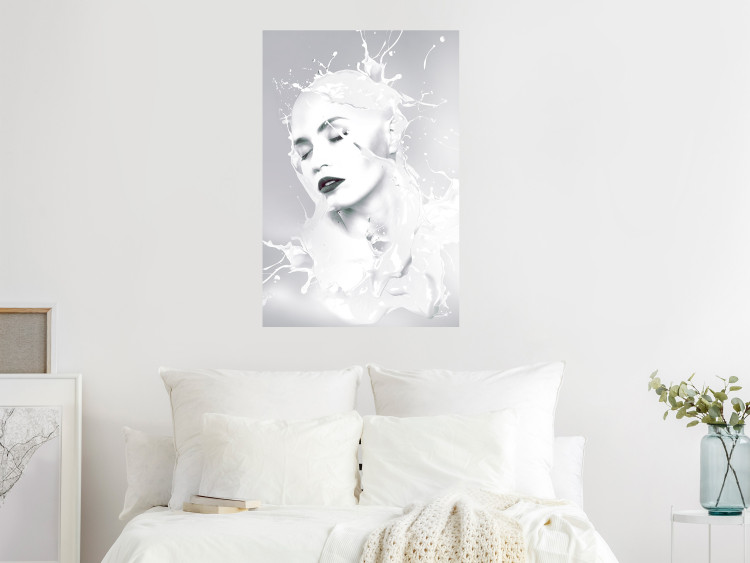 Wall Poster Milky Queen - black and white abstraction of a woman in milk form 124482 additionalImage 17