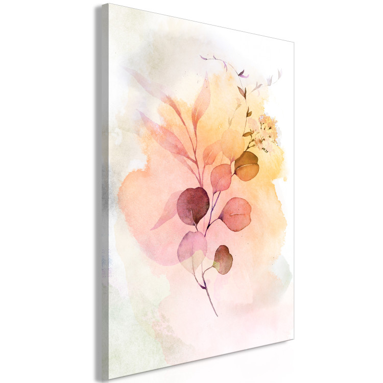 Canvas Watercolor Branch (1-part) vertical - flower on a background of spilled paint 127782 additionalImage 2