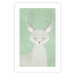 Wall Poster Young Deer - funny gray animal on green polka dot background 129582 additionalThumb 19