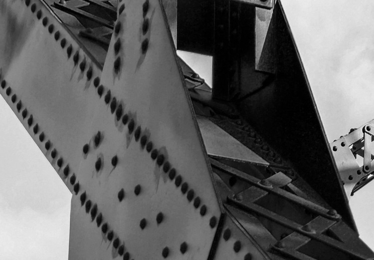 Poster Morning Bridge - gray architecture of a metal bridge against a light background 129782 additionalImage 12