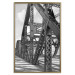 Poster Morning Bridge - gray architecture of a metal bridge against a light background 129782 additionalThumb 21