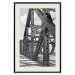 Poster Morning Bridge - gray architecture of a metal bridge against a light background 129782 additionalThumb 19