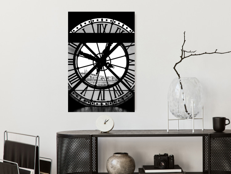 Poster Sacre-Coeur Clock - black and white clock architecture against the city backdrop 132282 additionalImage 3