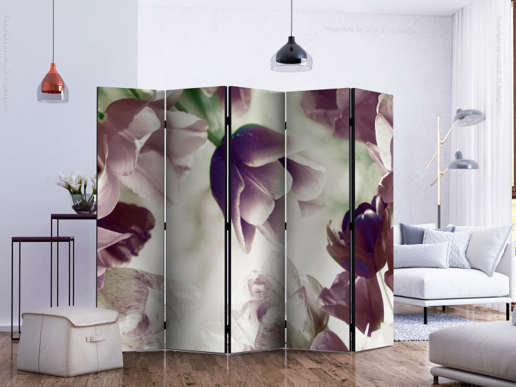 Folding Screen Heavenly Tulips II (5-piece) - tulips in muted colors 132782 additionalImage 2