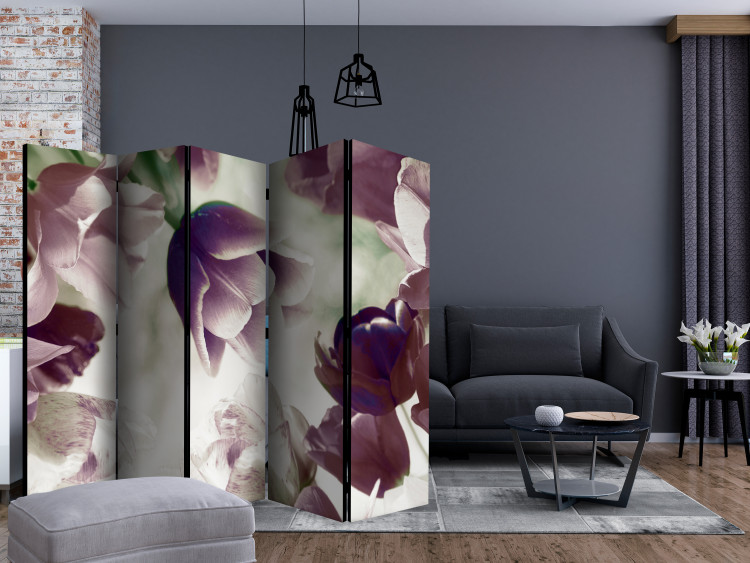 Folding Screen Heavenly Tulips II (5-piece) - tulips in muted colors 132782 additionalImage 4