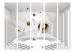 Room Divider Screen Geometric Corridor II (5-piece) - luxurious white 3D illusion 132982 additionalThumb 3