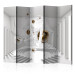 Room Divider Screen Geometric Corridor II (5-piece) - luxurious white 3D illusion 132982