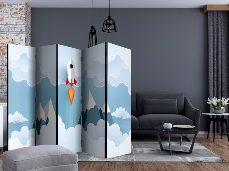 Room Divider Screen Rocket in the Clouds II (5-piece) - celestial landscape for children 133082 additionalImage 4