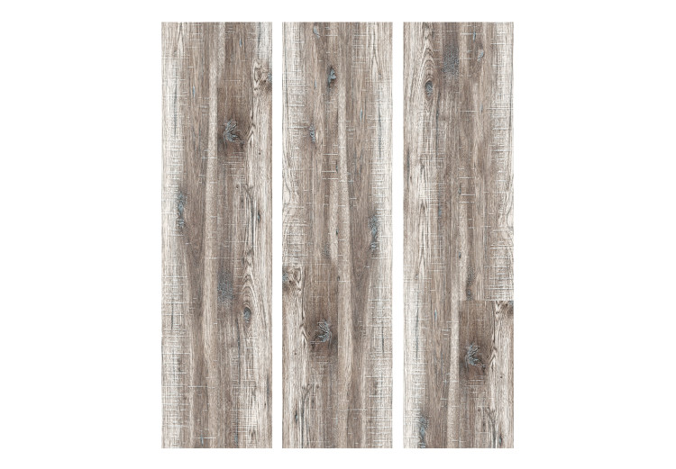 Folding Screen Stylish Wood (3-piece) - simple composition in brown background with planks 133182 additionalImage 3