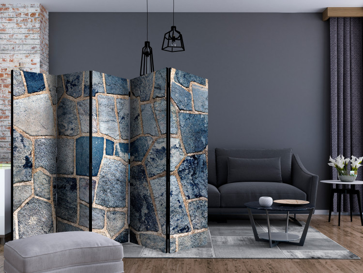 Room Divider Sapphire Stone II - texture of blue stone bricks 133582 additionalImage 4