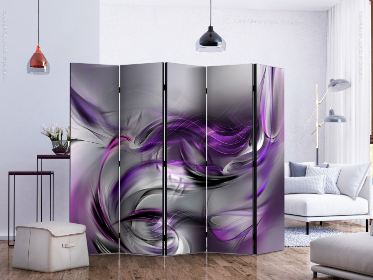 Room Divider Purple Swirls II II - romantic purple smoke on gray background 133682 additionalImage 2