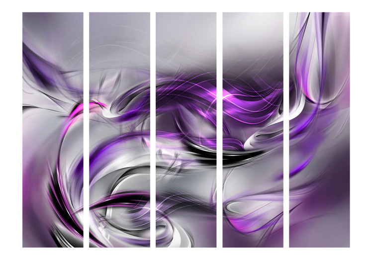 Room Divider Purple Swirls II II - romantic purple smoke on gray background 133682 additionalImage 3
