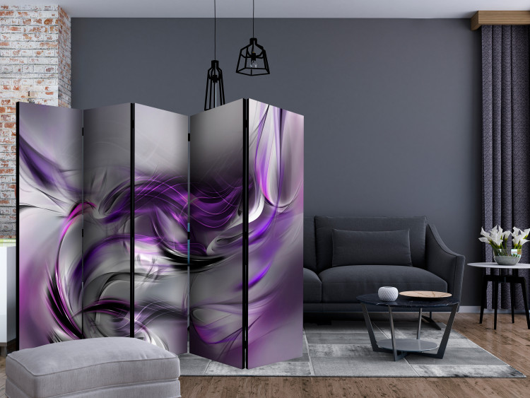 Room Divider Purple Swirls II II - romantic purple smoke on gray background 133682 additionalImage 4