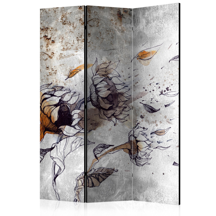 Room Divider Summoning Sunflowers - sunflower flowers on a concrete wall background 133782