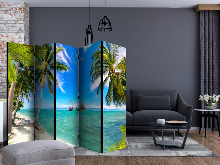 Room Divider Screen Lost Ships II - beach and blue ocean landscape with ships 134082 additionalImage 4