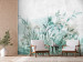 Photo Wallpaper Nature landscape - minimalistic green plant motif with watercolour 135482