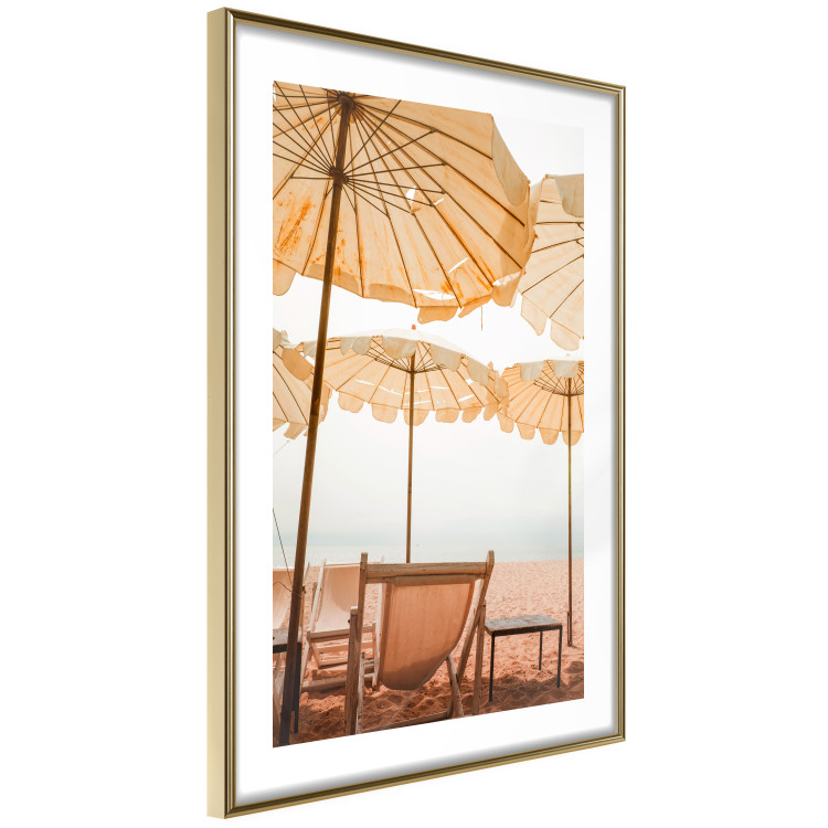 Wall Poster Sunny Gust - summer landscape of beach loungers with the sea in the background 135882 additionalImage 2