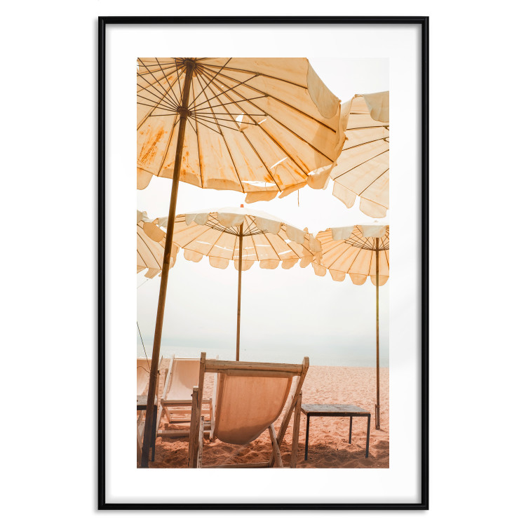 Wall Poster Sunny Gust - summer landscape of beach loungers with the sea in the background 135882 additionalImage 20