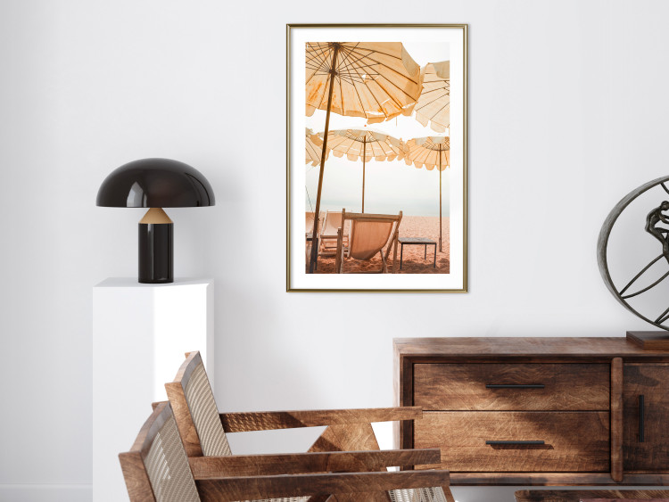 Wall Poster Sunny Gust - summer landscape of beach loungers with the sea in the background 135882 additionalImage 23