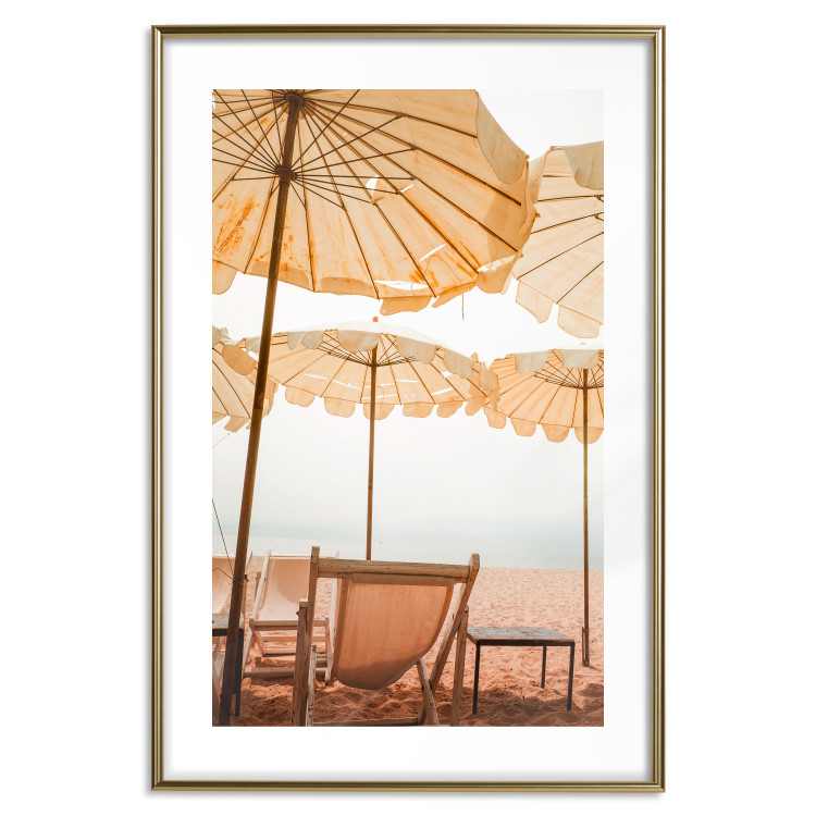 Wall Poster Sunny Gust - summer landscape of beach loungers with the sea in the background 135882 additionalImage 26