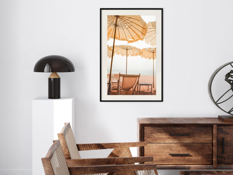 Wall Poster Sunny Gust - summer landscape of beach loungers with the sea in the background 135882 additionalImage 12