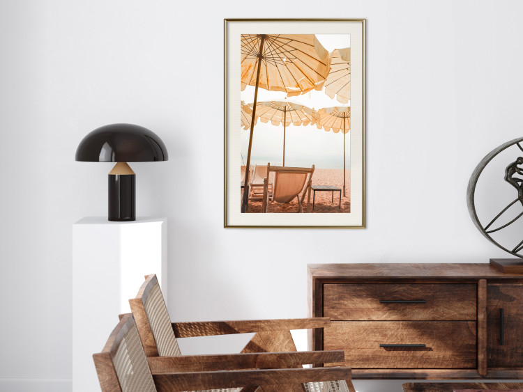 Wall Poster Sunny Gust - summer landscape of beach loungers with the sea in the background 135882 additionalImage 17