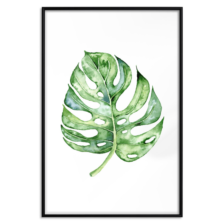 Wall Poster Watercolor Monstera - a simple composition with a green plant leaf 136382 additionalImage 7