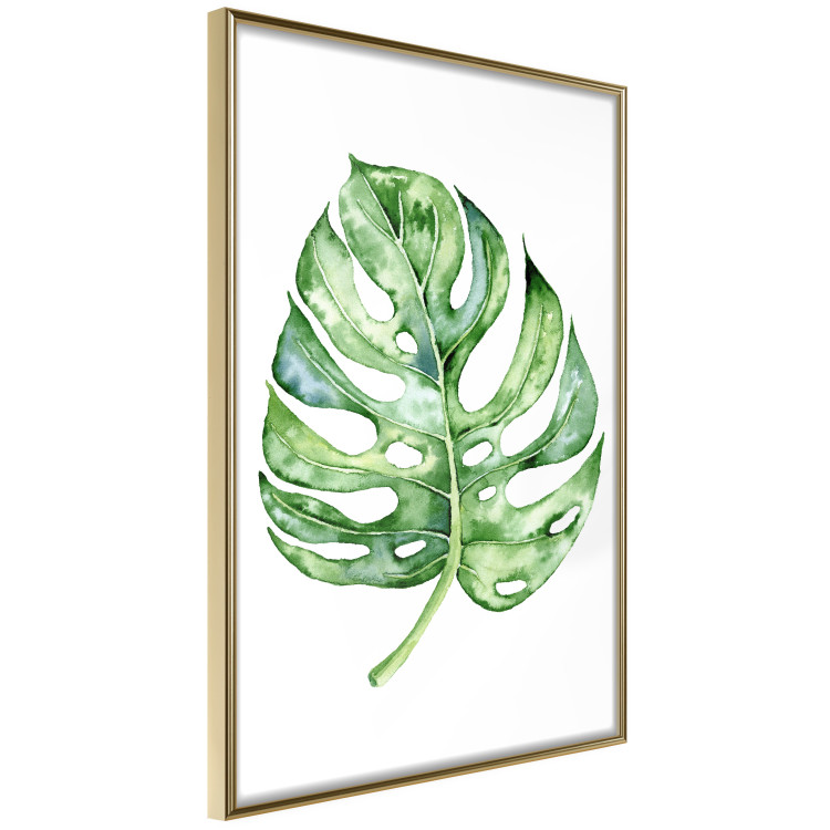 Wall Poster Watercolor Monstera - a simple composition with a green plant leaf 136382 additionalImage 3